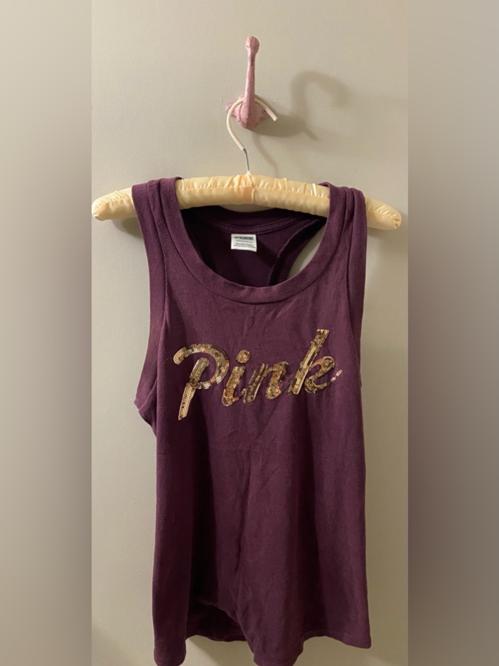 PINK Sequin Logo Purple Tank Top